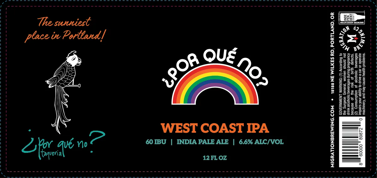 ¿Por Qué No? label art — POR QUE NO INDIA PALE ALE