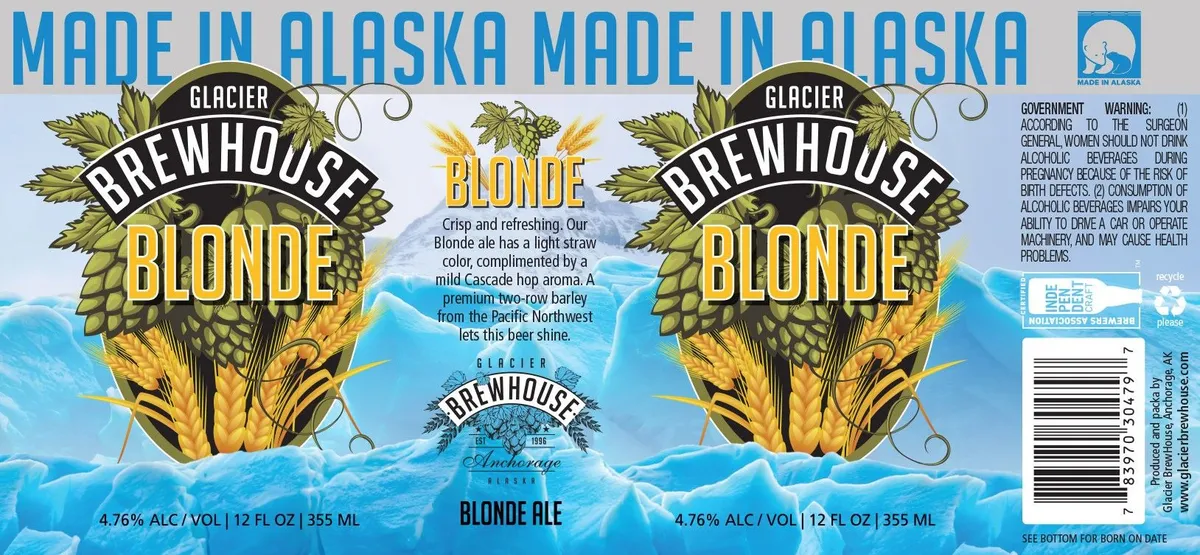 Glacier Brewhouse Blonde label art — GLACIER BREWHOUSE BLONDE
