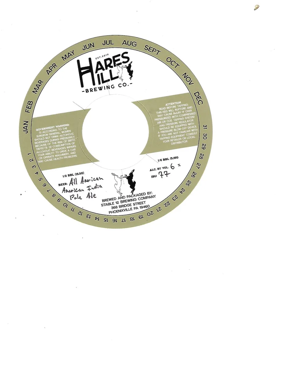 All American — full label as filed with TTB