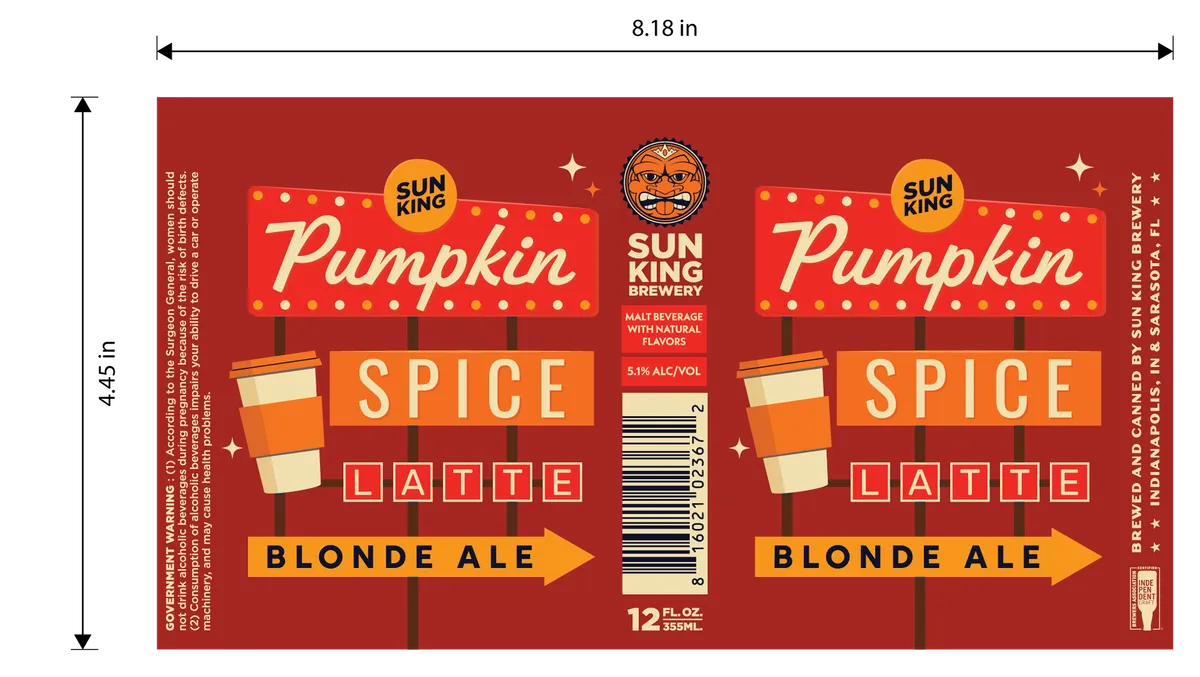 Pumpkin Spice Latte label art — SUN KING BREWERY