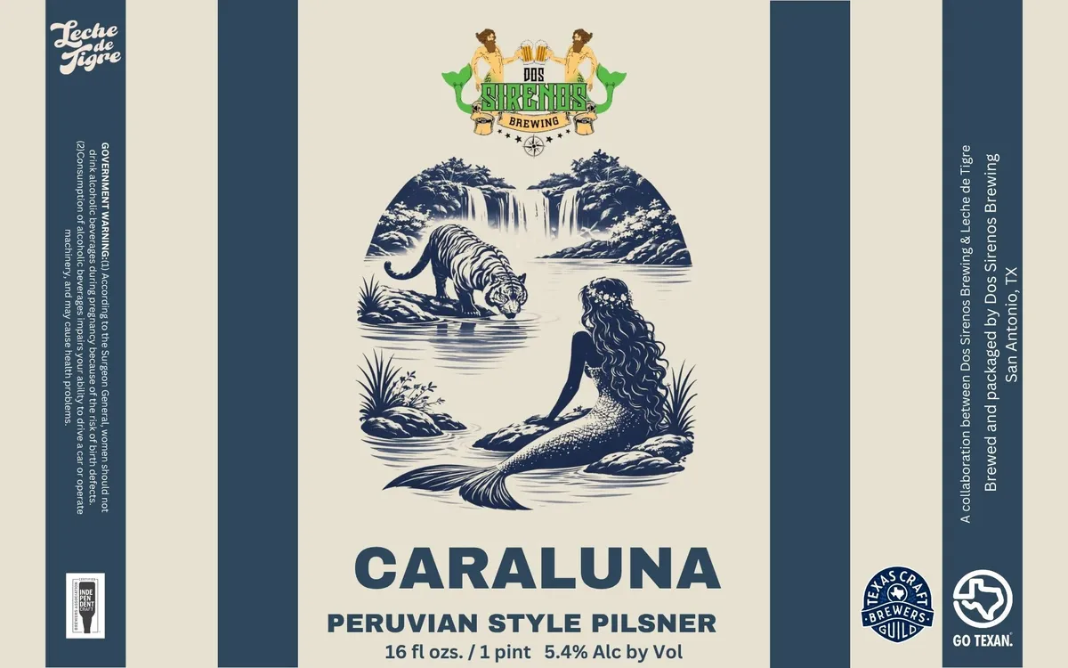 Caraluna label art — DOS SIRENOS BREWING