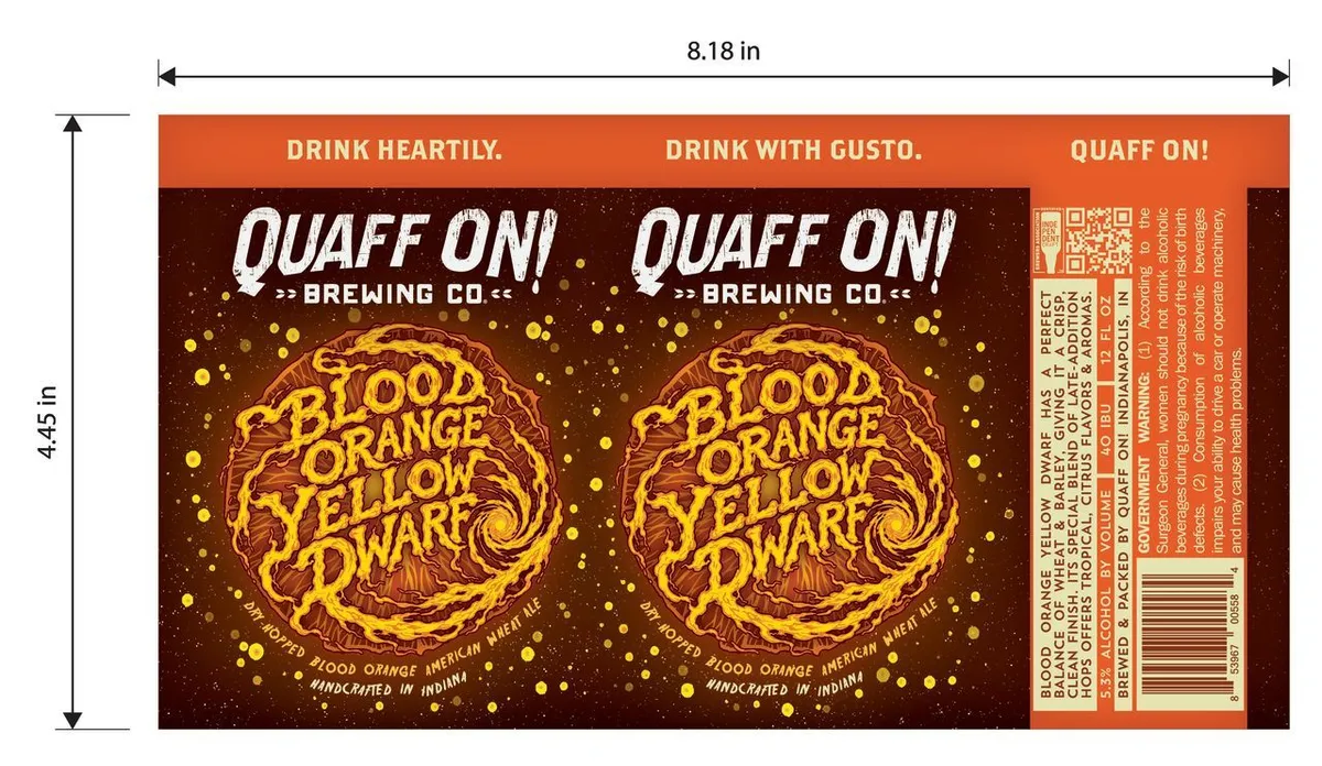 Blood Orange Yellow Dwarf — full label as filed with TTB