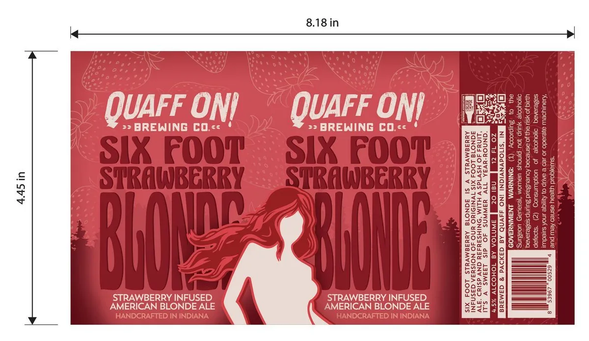 Six Foot Strawberry Blonde — full label as filed with TTB