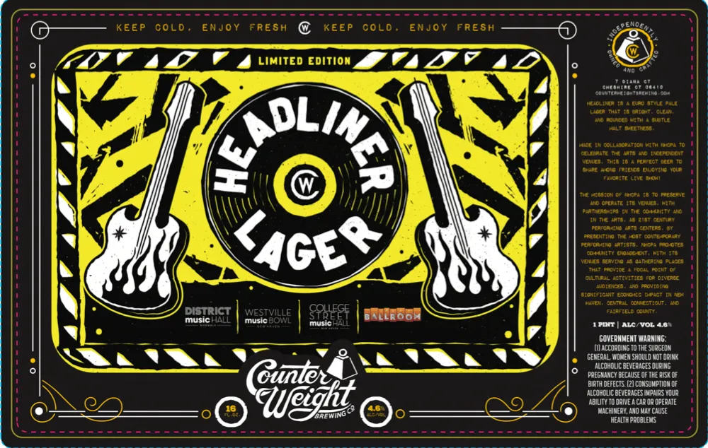 Headliner Lager label art — HEADLINER LAGER