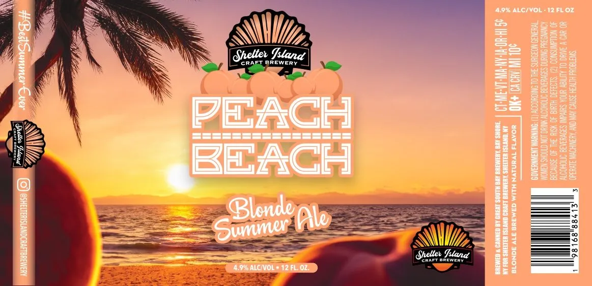 Peach Beach Blonde Summer Ale label art — SHELTER ISLAND CRAFT BREWERY