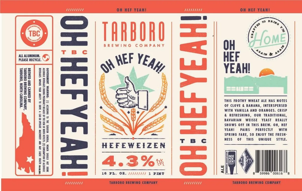 Oh Hef Yeah! label art — TARBORO BREWING COMPANY