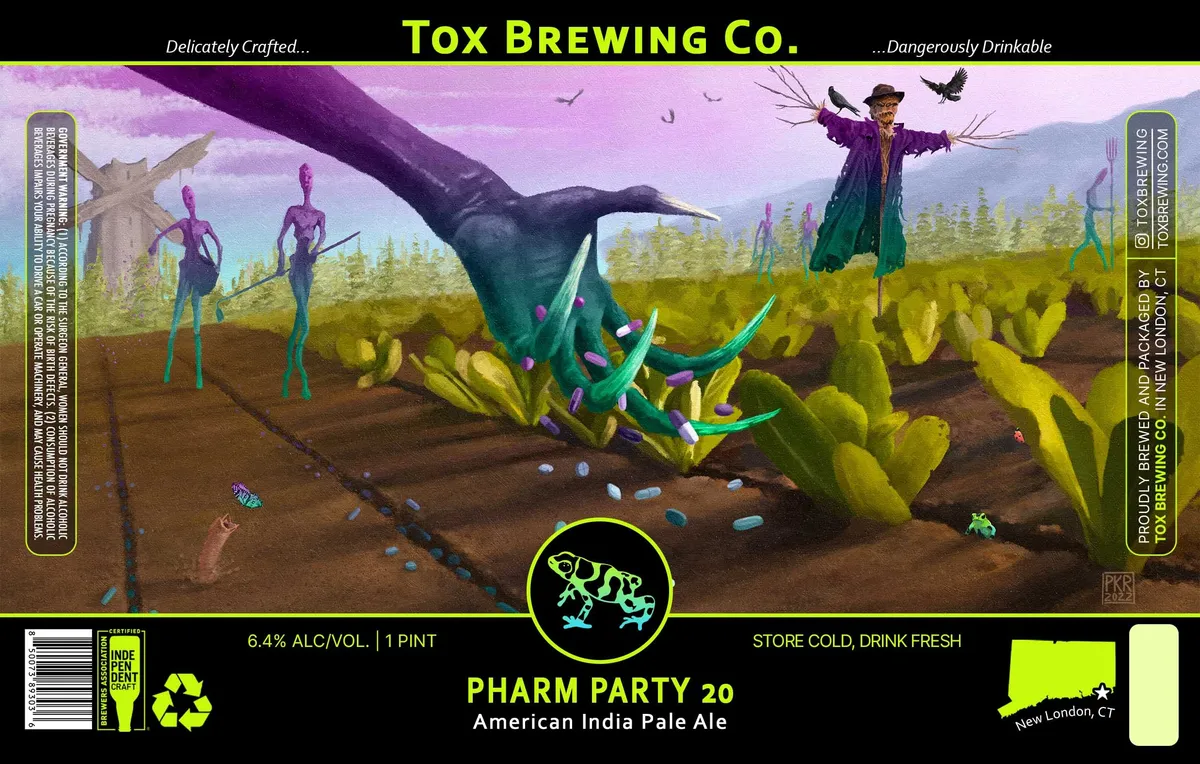 Pharm Party 20 label art — TOX BREWING CO.