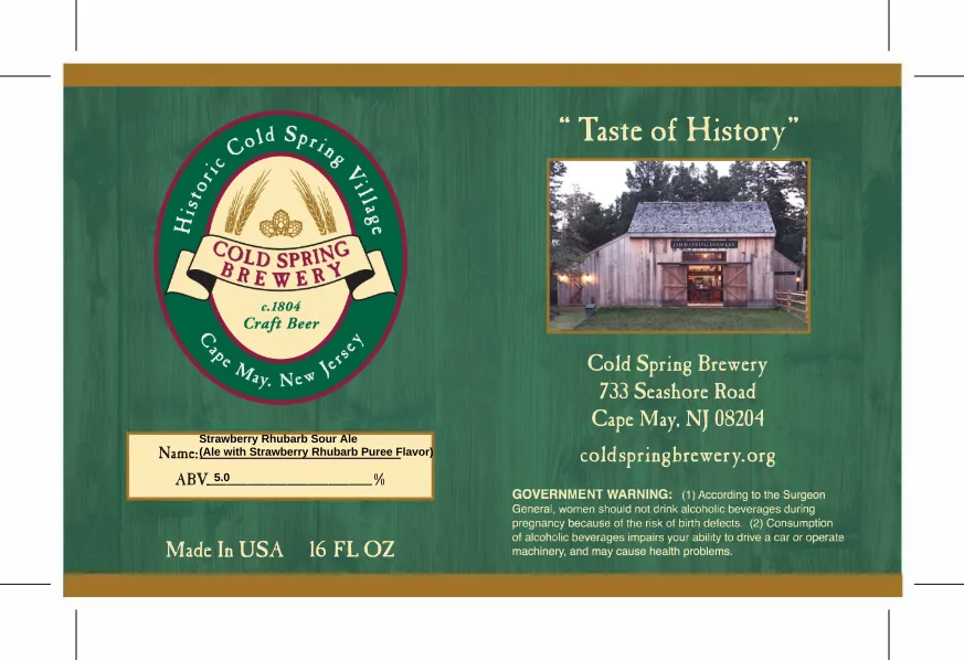 Strawberry Rhubarb Sour Ale label art — COLD SPRING BREWERY