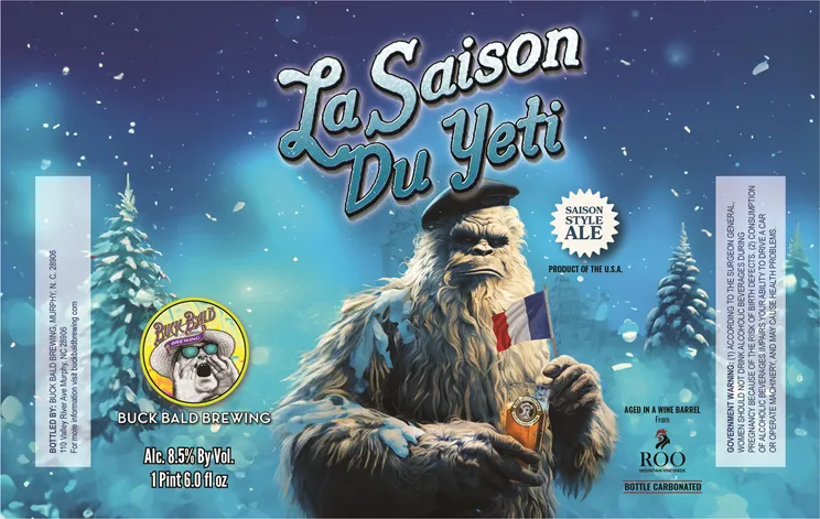 La Saison Du Yeti label art — BUCK BALD BREWING