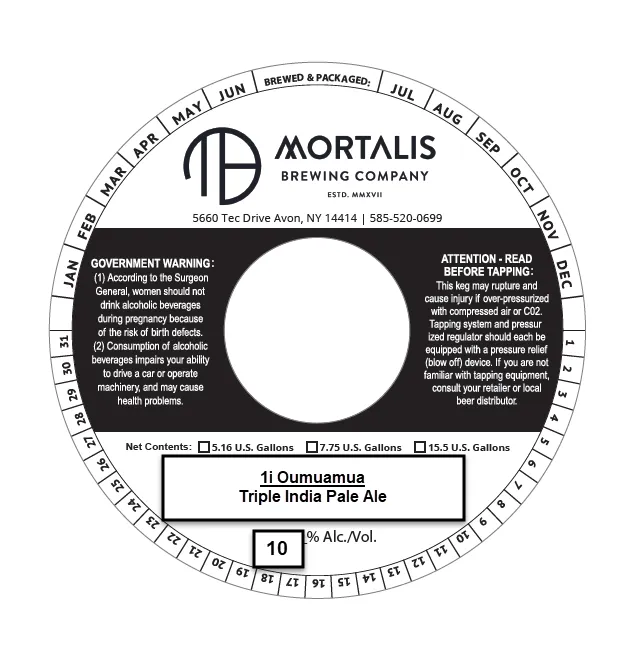1I Oumuamua — full label as filed with TTB