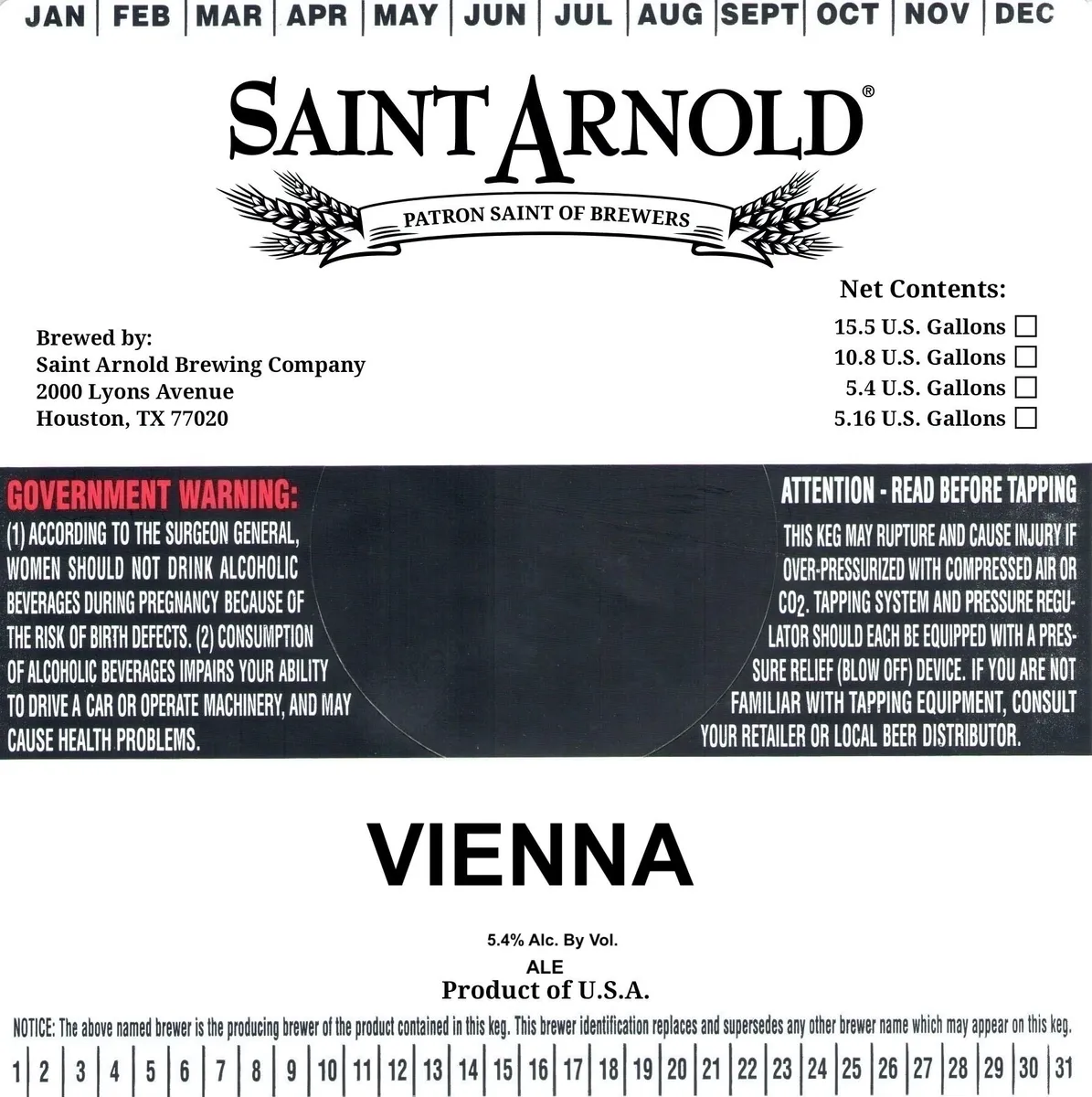 Vienna label art — SAINT ARNOLD