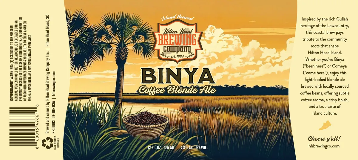 Binya Coffee Blonde Ale label art — HILTON HEAD BREWING COMPANY, INC.