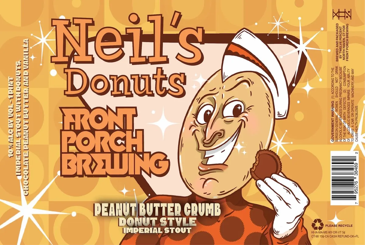 Neil's Donuts label art — FRONT PORCH BREWING