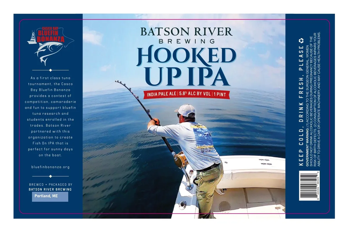 Hooked Up IPA label art — BATSON RIVER