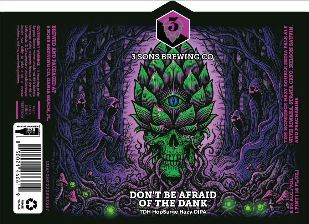 Don't Be Afraid of the Dank label art — 3 SONS BREWING CO