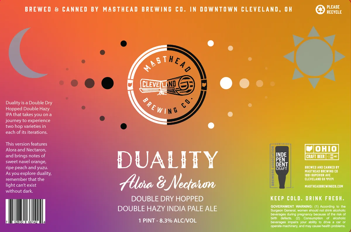 Duality Alora & Nectaron label art — MASTHEAD BREWING CO.