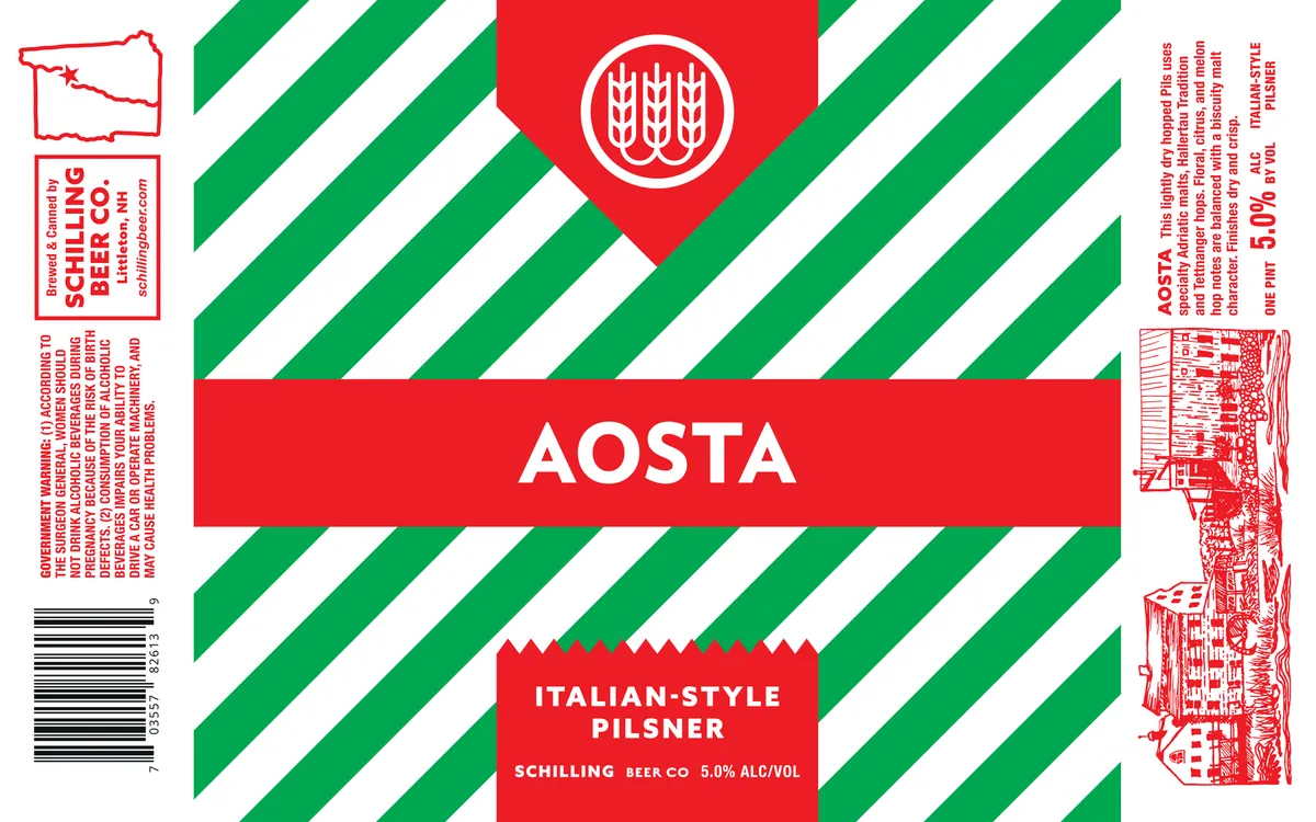 Aosta label art — SCHILLING BEER CO.