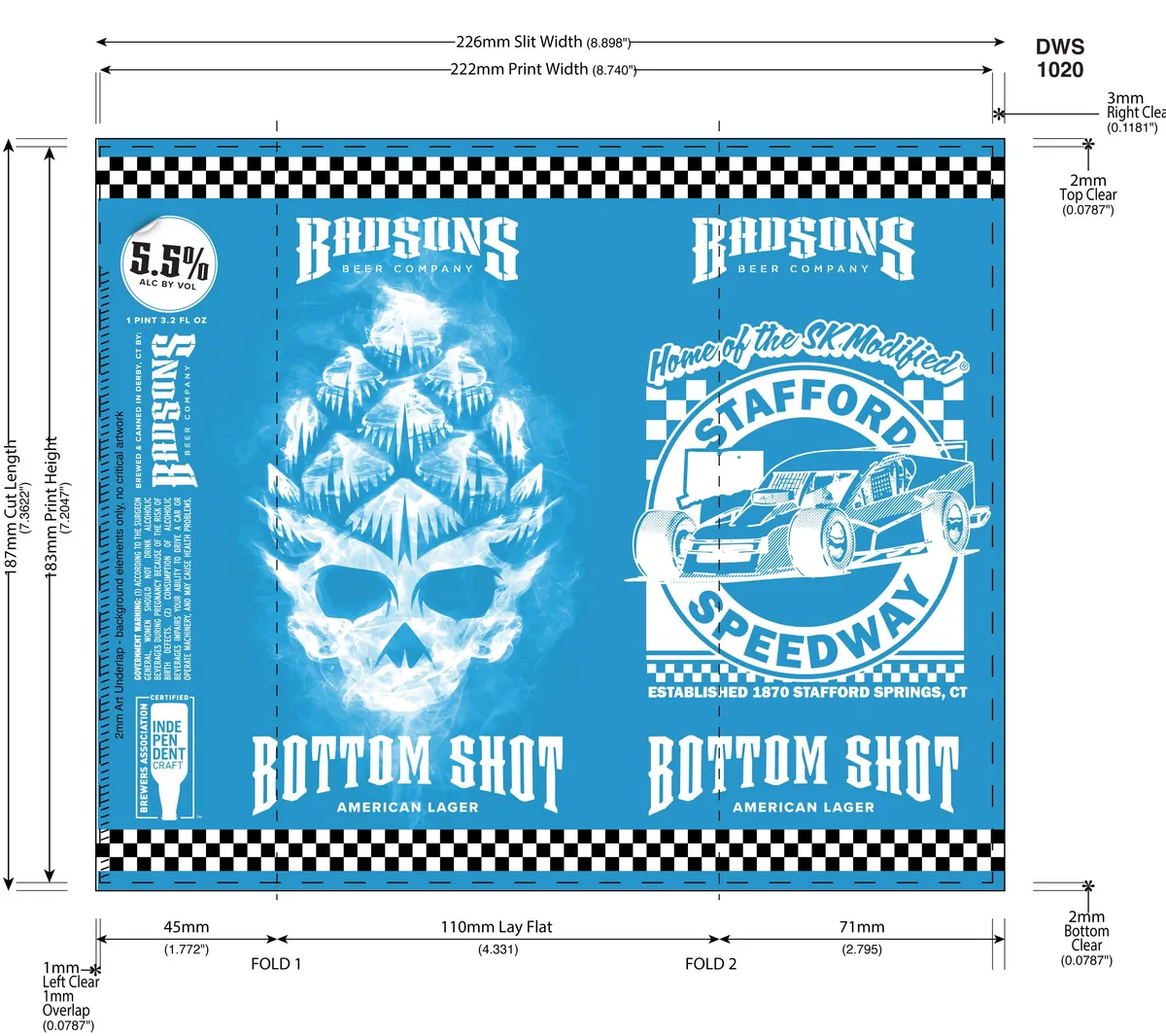 Bottom Shot label art — BADSONS BEER CO