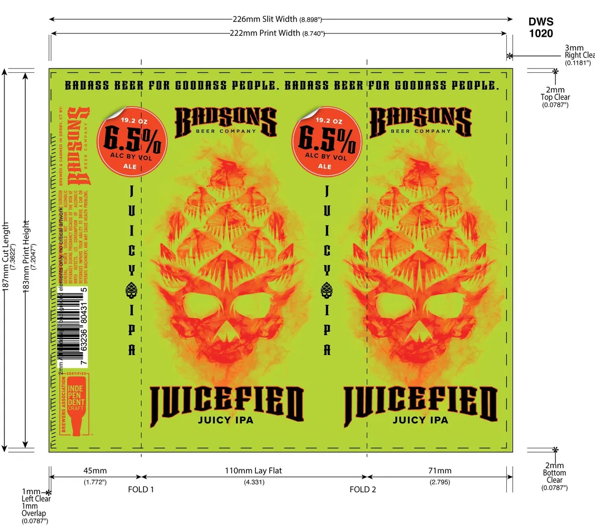 Juicefied Juicy IPA label art — BADSONS BEER CO