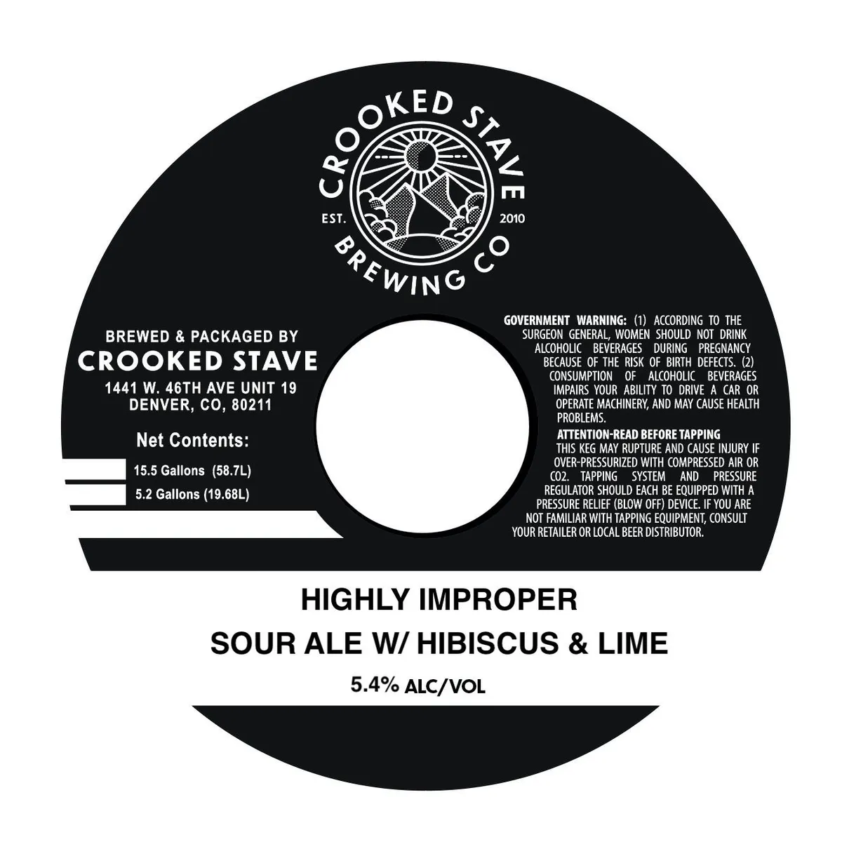 Highly Improper Sour Ale W/ Hibiscus & Lime — full label as filed with TTB