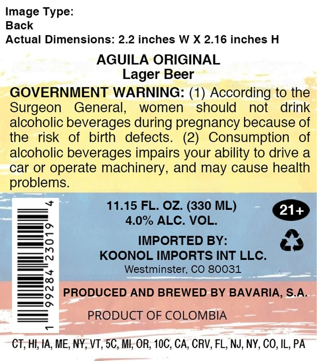 Aguila Original label art — AGUILA ORIGINAL