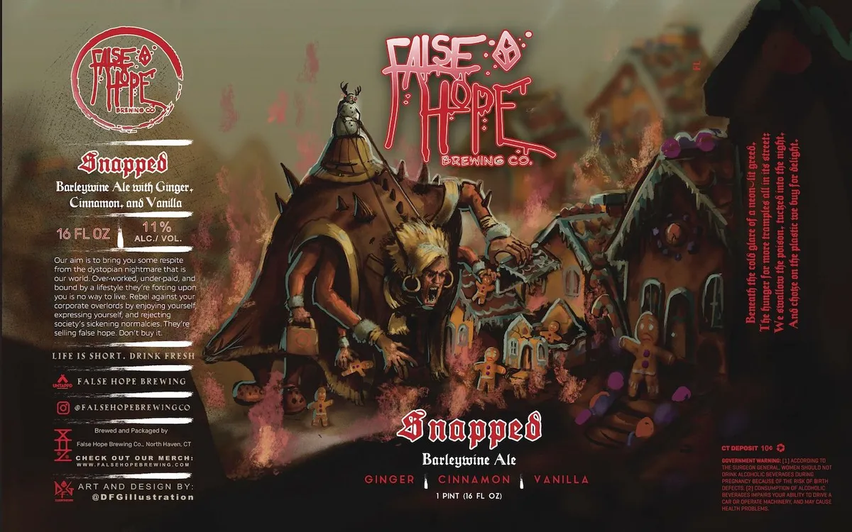 Snapped label art — FALSE HOPE BREWING CO.
