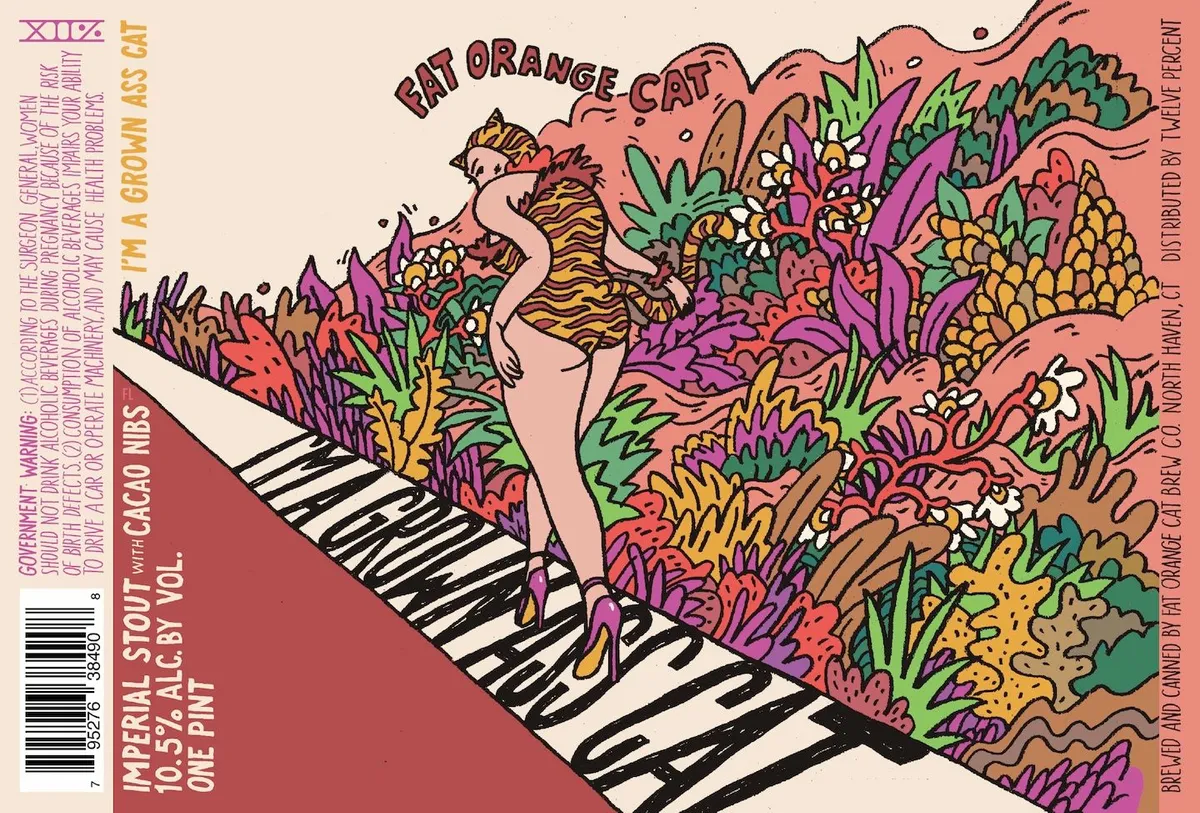 I'm A Grown Ass Cat label art — FAT ORANGE CAT