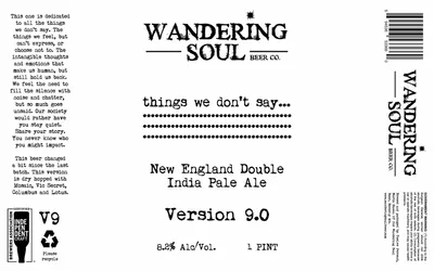 Things We Don't Say... Version 9.0 label