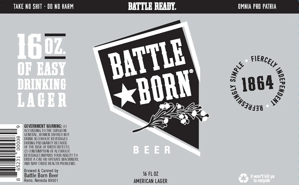 Battle Born Beer label art — BATTLE BORN BEER
