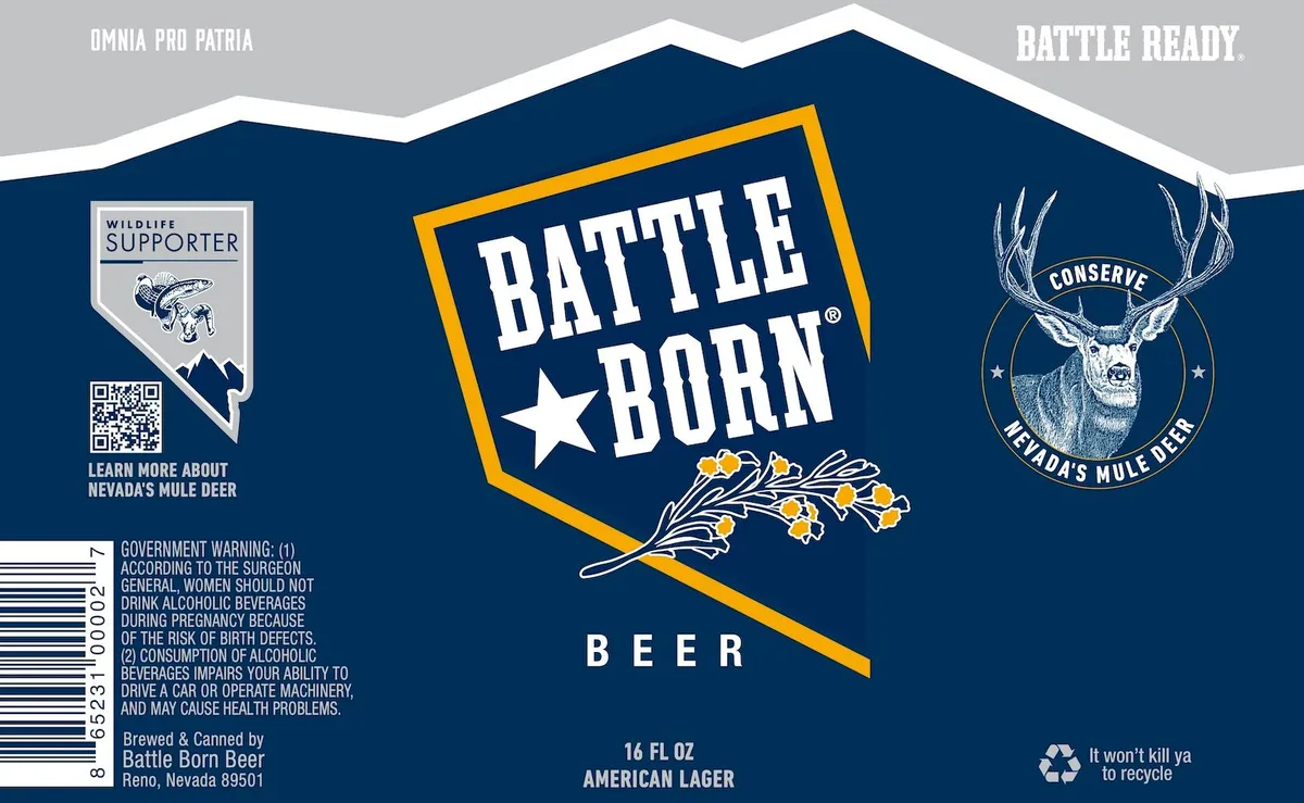Battle Born Beer label art — BATTLE BORN BEER