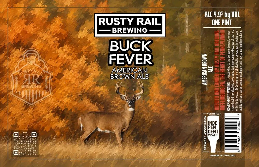 Buck Fever label art — RUSTY RAIL BREWING