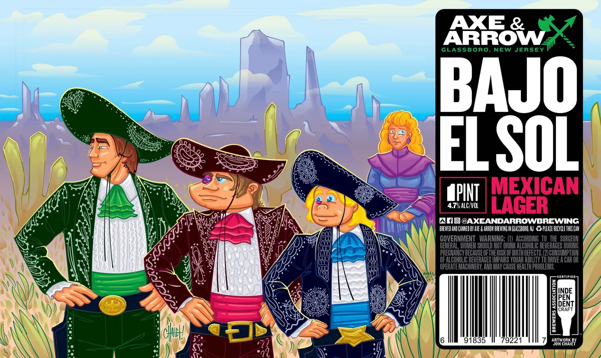 Bajo El Sol label art — AXE & ARROW BREWING