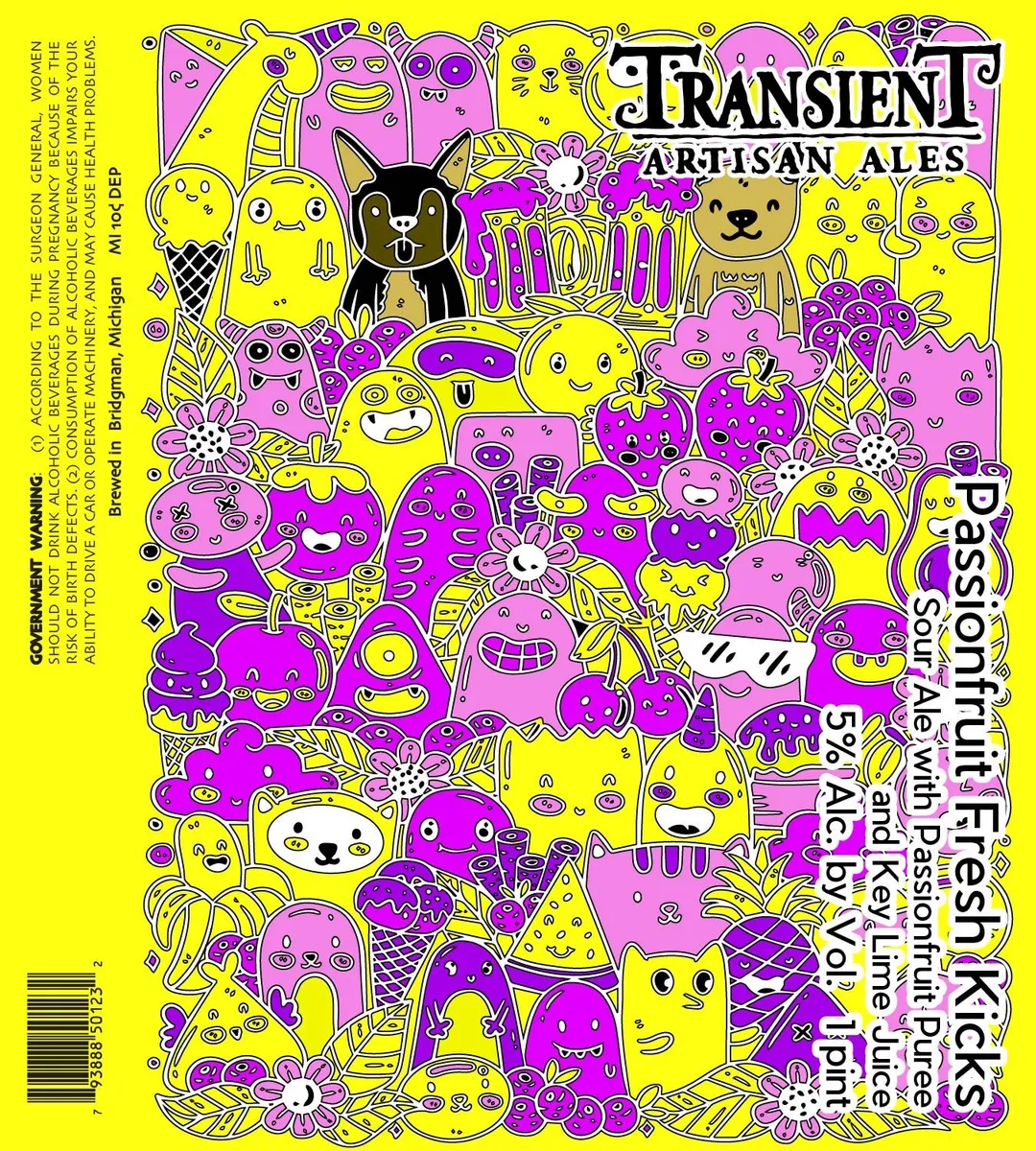 Passionfruit Fresh Kicks label art — TRANSIENT ARTISAN ALES