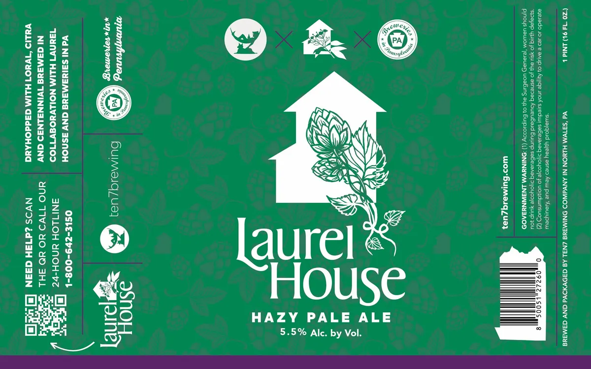 Laurel House Hazy Pale Ale label art — LAUREL HOUSE HAZY PALE ALE