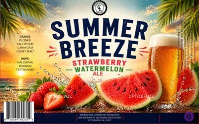 Summer Breeze Strawberry Watermelon Ale label