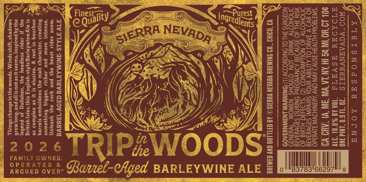 Trip in the Woods Barrel-Aged Barleywine label art — SIERRA NEVADA