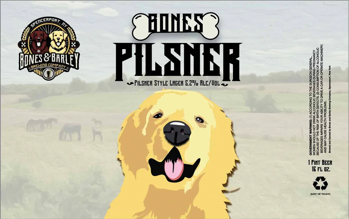 Bones Pilsner label art — BONES PILSNER