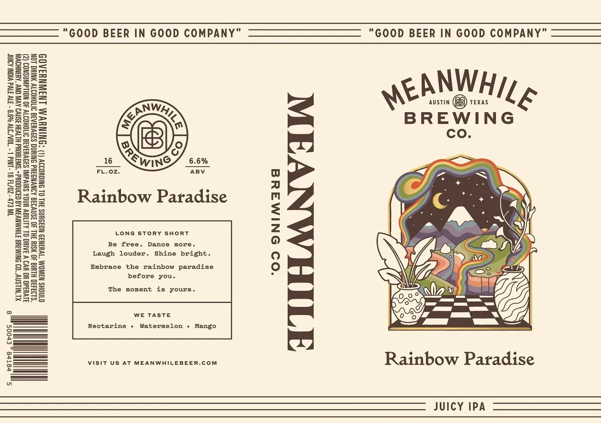 Rainbow Paradise label art — MEANWHILE BREWING CO.