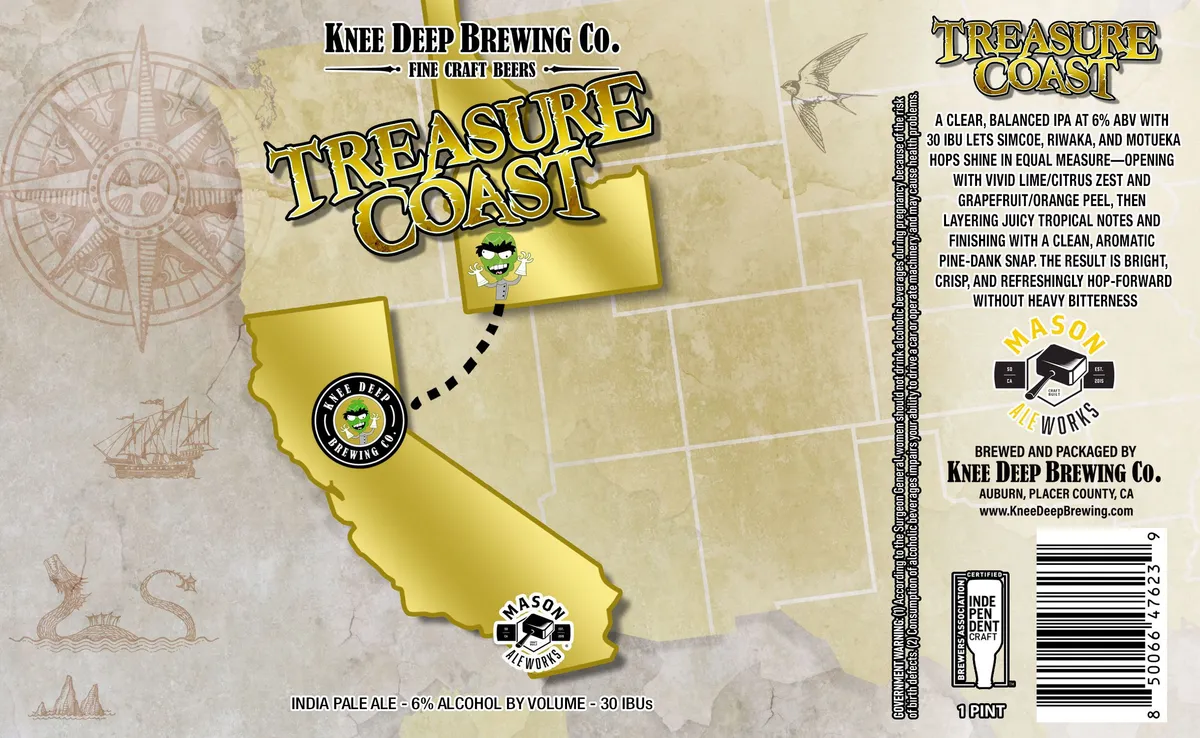 Treasure Coast label art — KNEE DEEP BREWING COMPANY