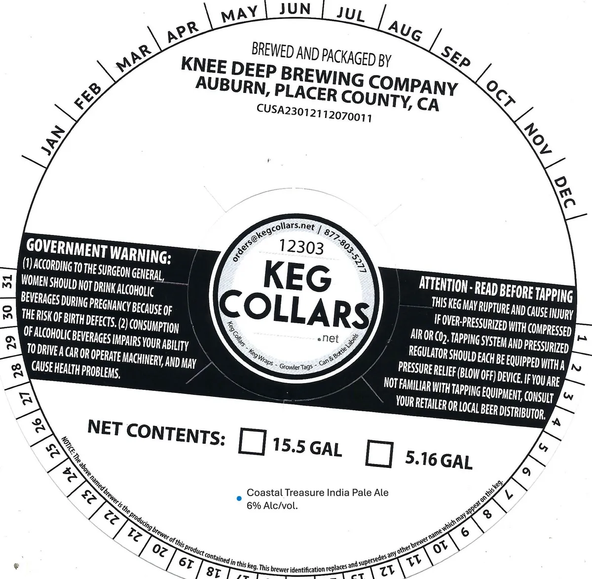 Coastal Treasure India Pale Ale label art — KNEE DEEP BREWING COMPANY