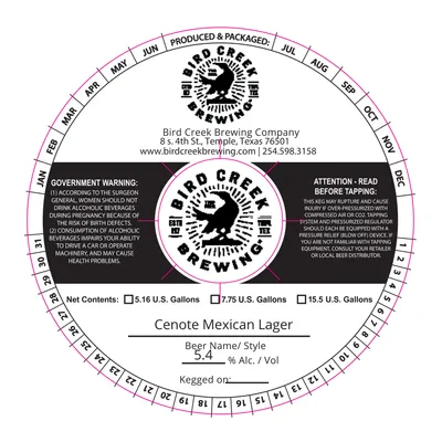Cenote Mexican Lager label