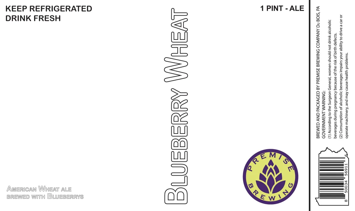 Blueberry Wheat label art — PREMISE BREWING COMPANY