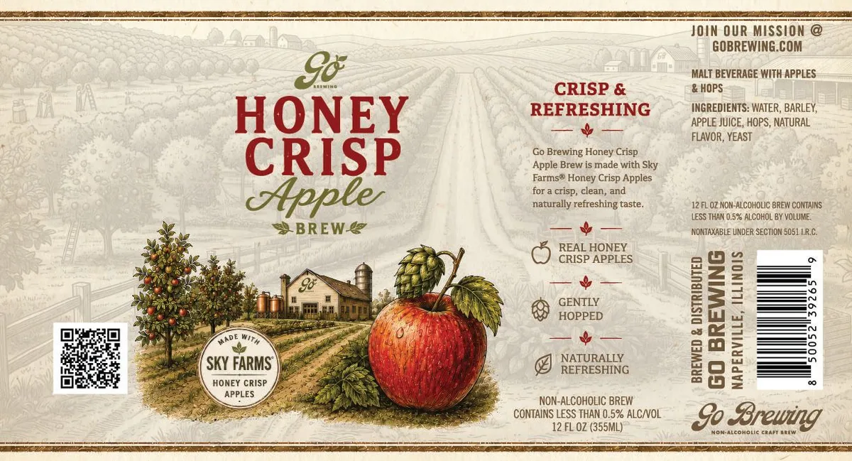 Honey Crisp Apple Brew label art — GO BREWING