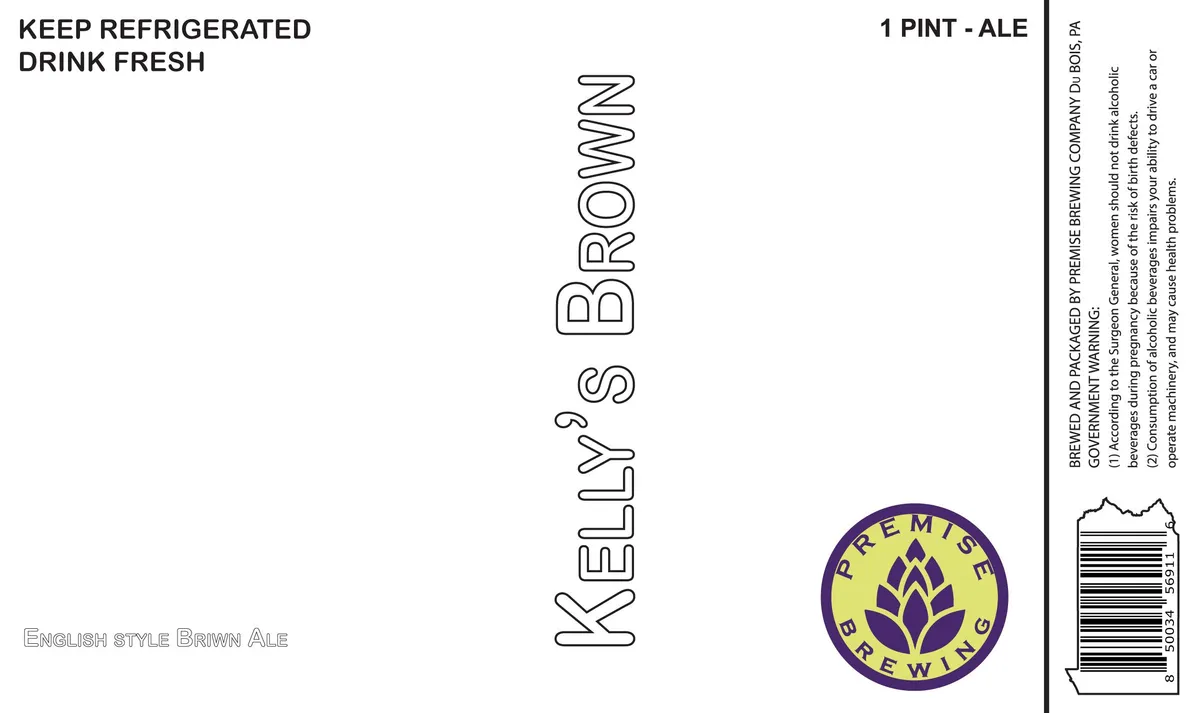 Kelly's Brown label art — PREMISE BREWING COMPANY