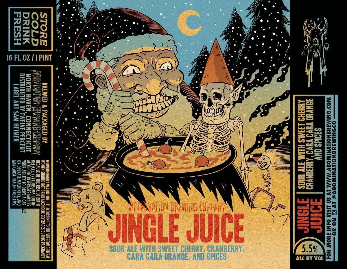 Jingle Juice label art — ABOMINATION BREWING COMPANY