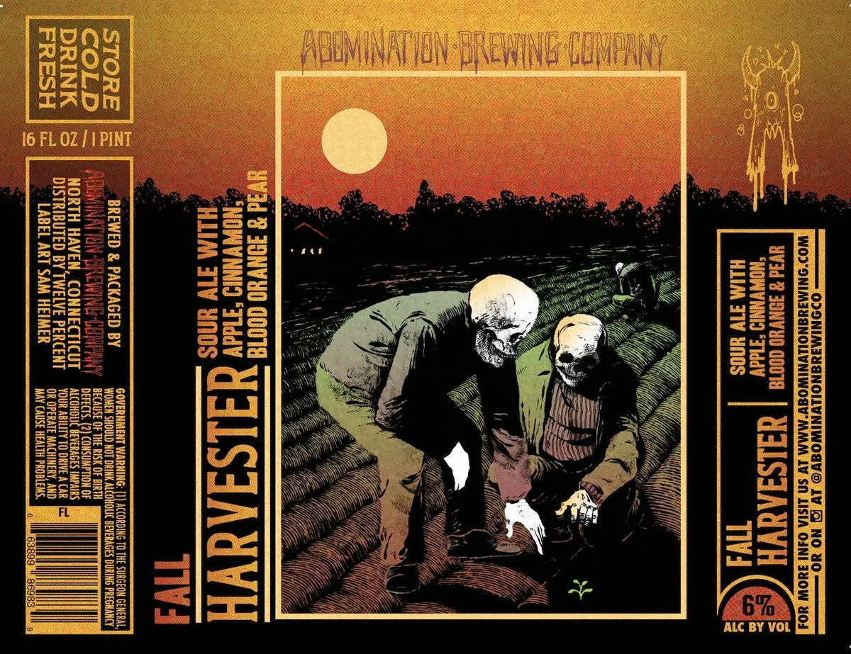 Fall Harvester label art — ABOMINATION BREWING COMPANY