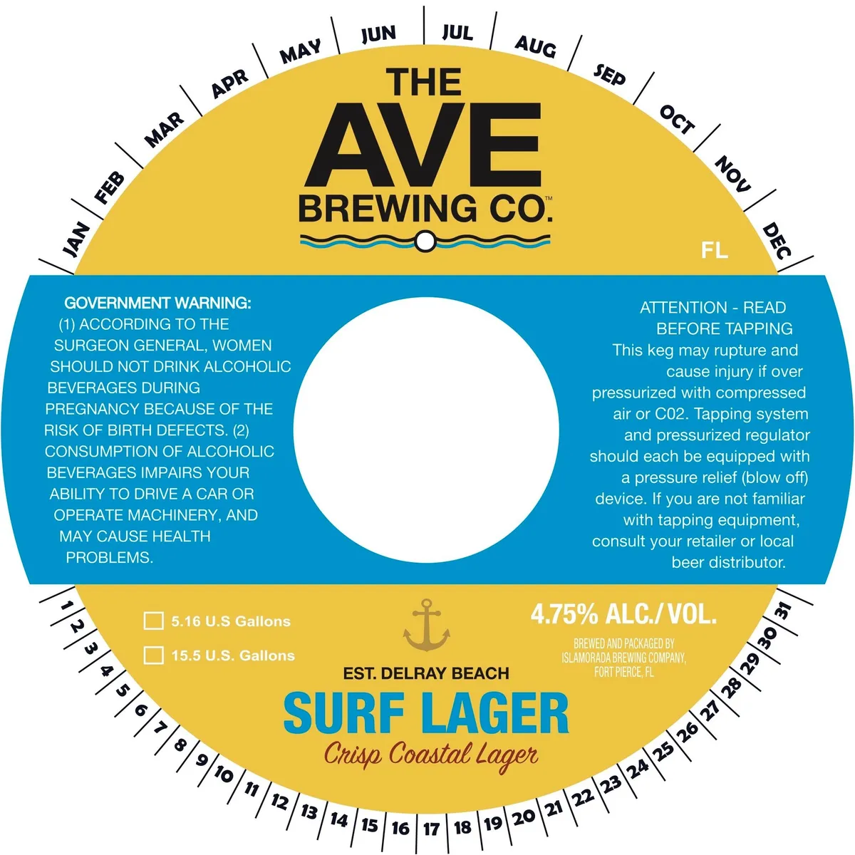 Surf Lager label art — THE AVE