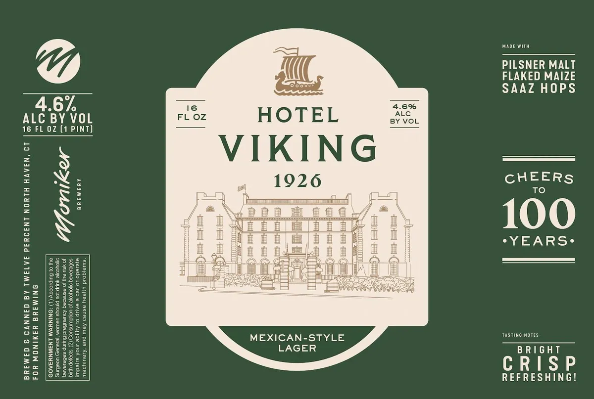 Hotel Viking 1926 label art — HOTEL VIKING