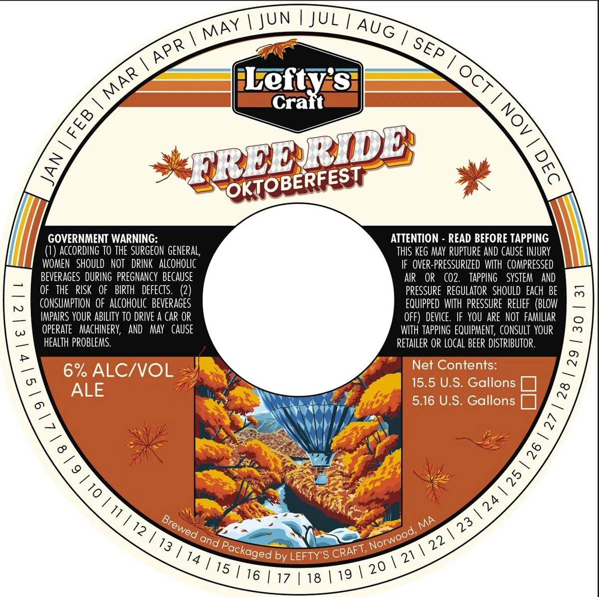 Free Ride Oktoberfest label art — LEFTY'S CRAFT
