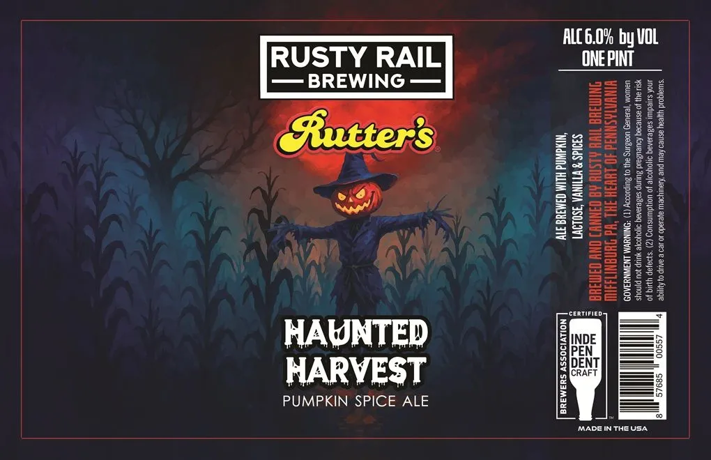 Haunted Harvest label art — RUSTY RAIL BREWING